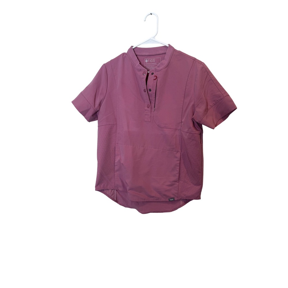 FIGS Scrub Top Womens XS Pink Technical Collection Henley Short Sleeve Nurse